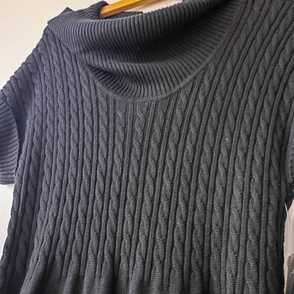 ALFANI Black Cable Knit Sweater Dress with Zipper Pockets - Size L - Picture 2 of 9